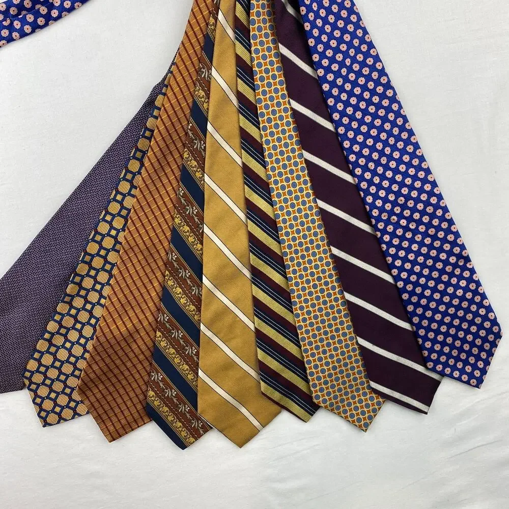 Lot of 9 PAUL FREDRICK Silk Necktie Textured Striped Geometric Ties USA VTG